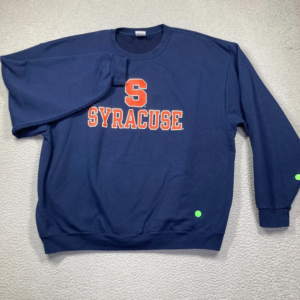 Syracuse University Sweatshirt Adult 2XL Navy Blue Pullover Sweater STAINS